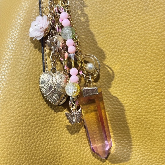 Unique handmade Gold and Pink bag charm purse backpack - Picture 2 of 8